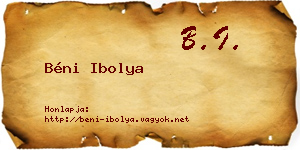 Béni Ibolya névjegykártya